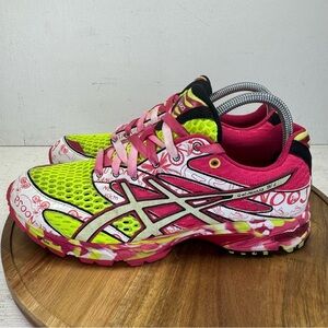 Asics Pink and Yellow Athletic Shoes
